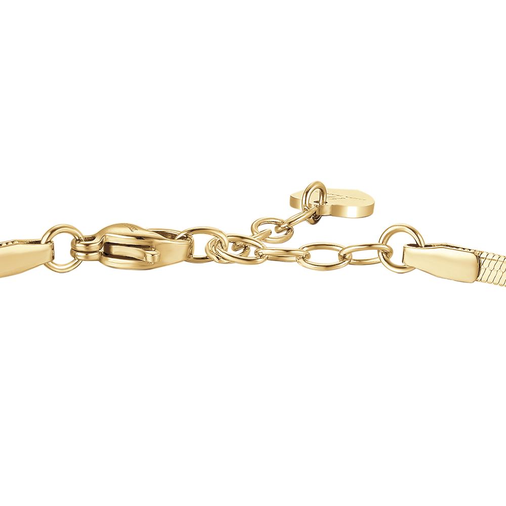 BRACCIALE DONNA IN ACCIAIO COLORE ORO CON ZIRCONE ROSA