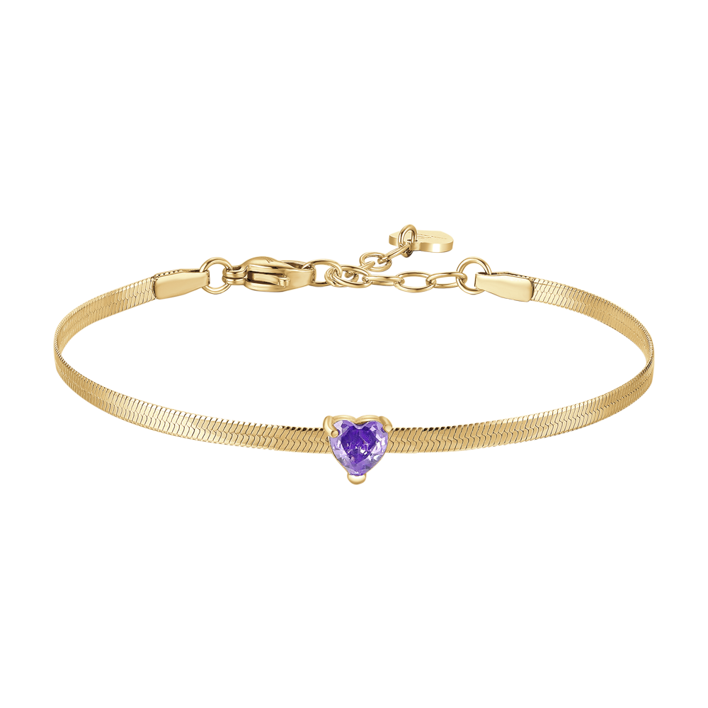 BRACCIALE DONNA IN ACCIAIO COLORE ORO CON ZIRCONE VIOLA