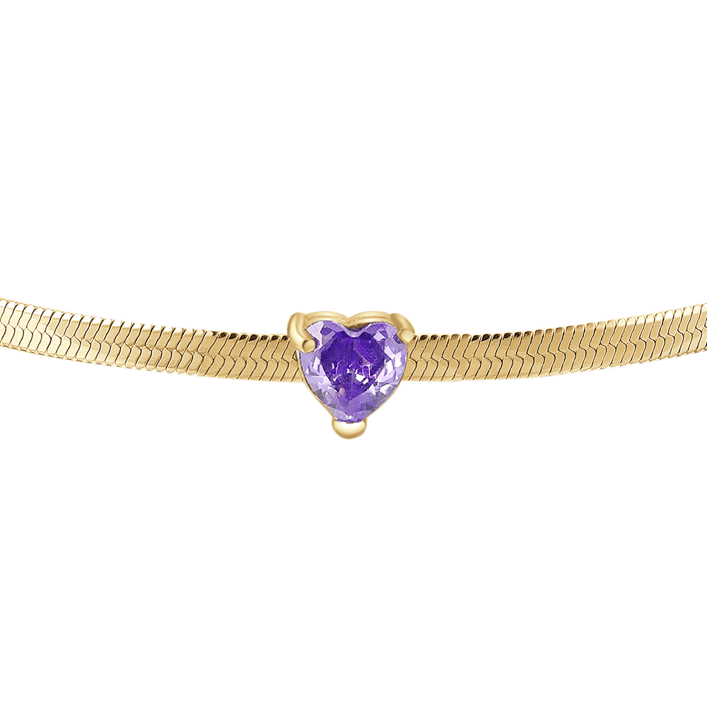 BRACCIALE DONNA IN ACCIAIO COLORE ORO CON ZIRCONE VIOLA