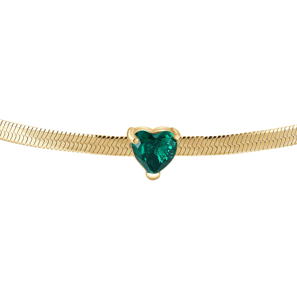 BRACCIALE DONNA IN ACCIAIO COLORE ORO CON ZIRCONE VERDE