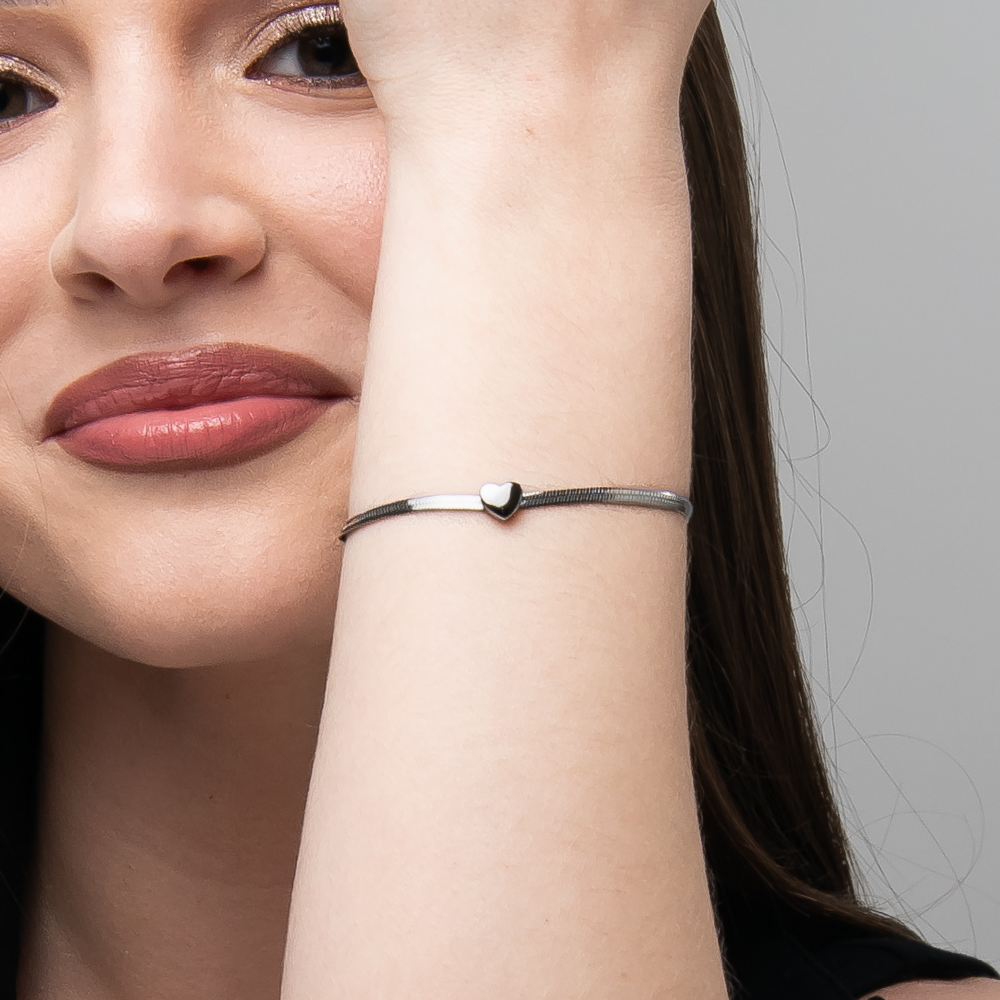 BRACCIALE DONNA IN ACCIAIO CON CUORE