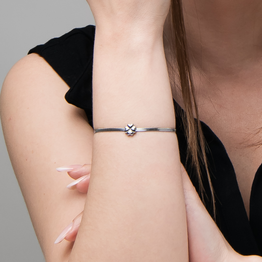 BRACCIALE DONNA IN ACCIAIO CON QUADRIFOGLIO