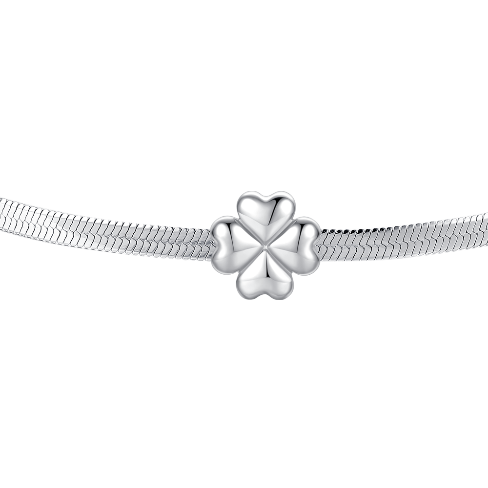 WOMEN'S STEEL BRACELET WITH FOUR-LEAF CLOVER