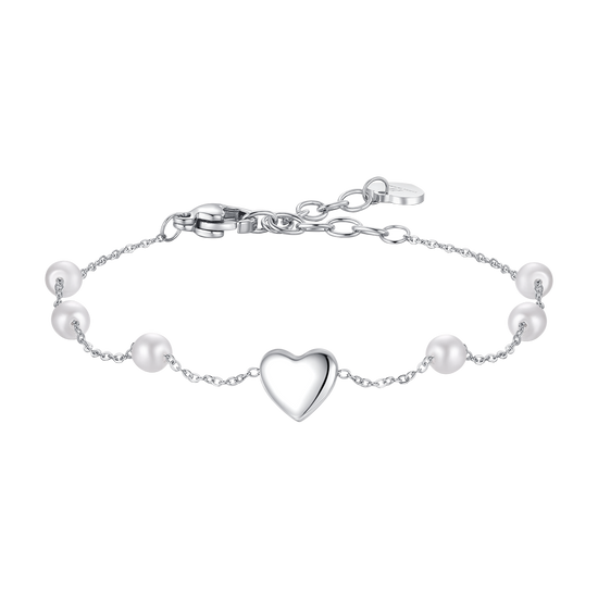 Bracciale Donna In Argento Sterling 925 Con Ciondoli A Cuore - Catena Regolabile 16+3 Cm, Gioiello Francese Maison Dianie, Regalo In Scatola