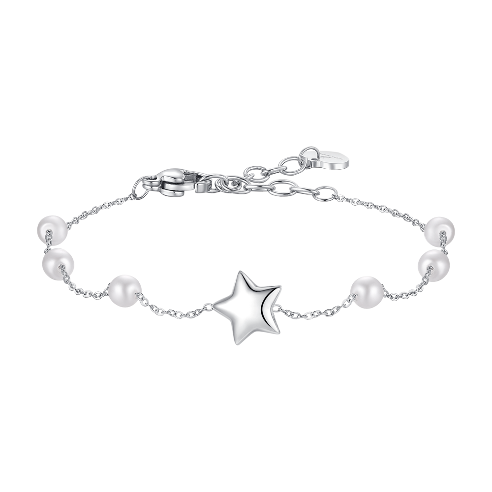 BRACCIALE DONNA IN ACCIAIO CON PERLE E STELLA