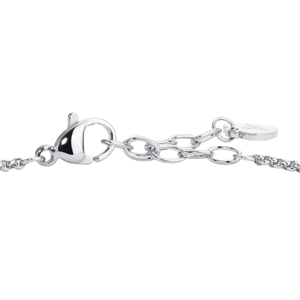 BRACCIALE DONNA IN ACCIAIO, BUSSOLOTTO ED ELEMENTI CON ZIRCONI BIANCHI