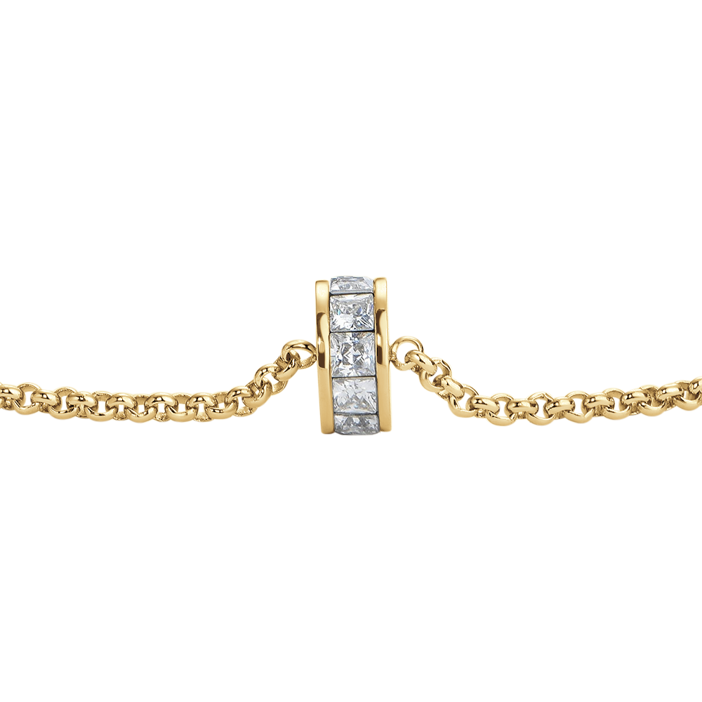 BRACCIALE DONNA IN ACCIAIO IP GOLD, BUSSOLOTTO ED ELEMENTI CON ZIRCONI BIANCHI