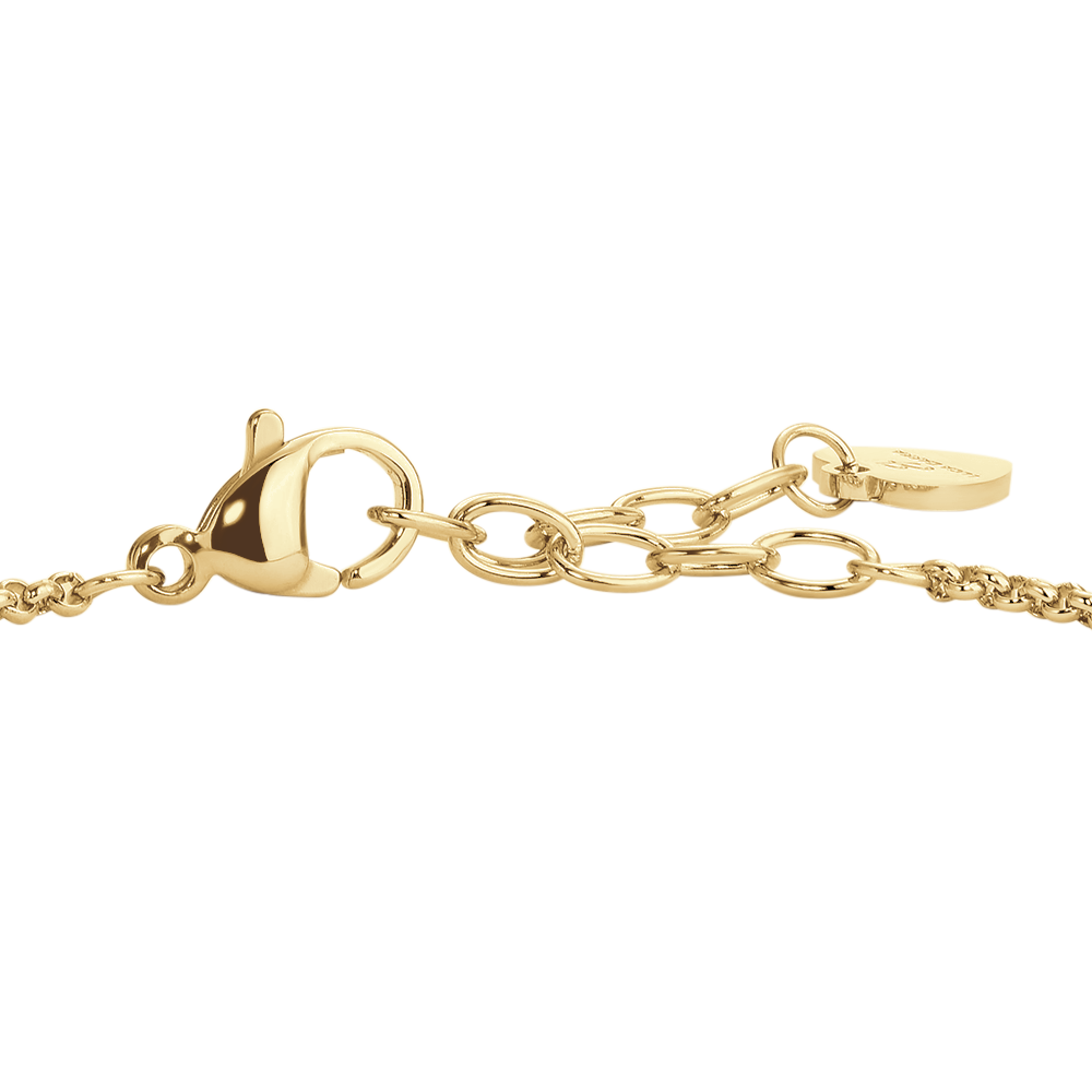 BRACCIALE DONNA IN ACCIAIO IP GOLD, BUSSOLOTTO ED ELEMENTI CON ZIRCONI BIANCHI