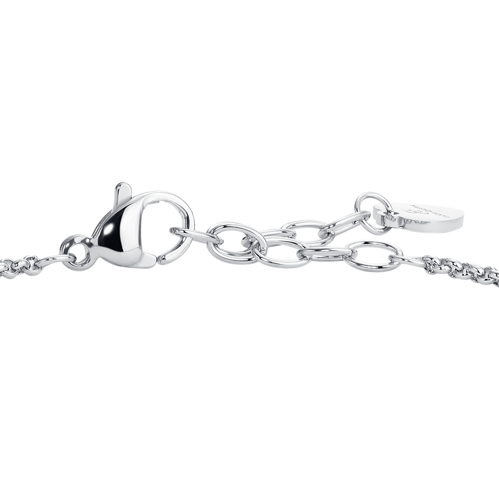 BRACCIALE DONNA IN ACCIAIO, BUSSOLOTTO ED ELEMENTI CON ZIRCONI VERDI
