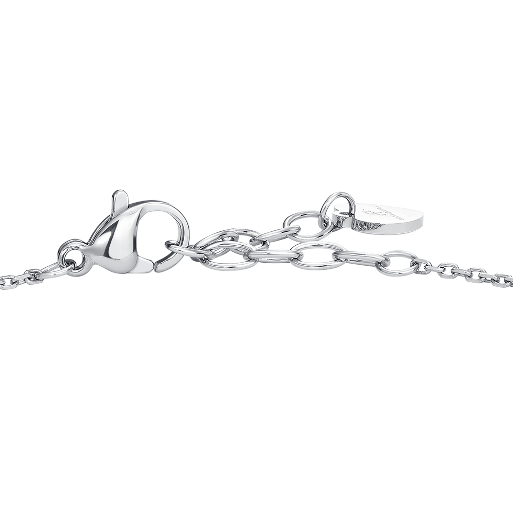 BRACCIALE DONNA IN ACCIAIO, FIORE ED ELEMENTI CON ZIRCONI BIANCHI