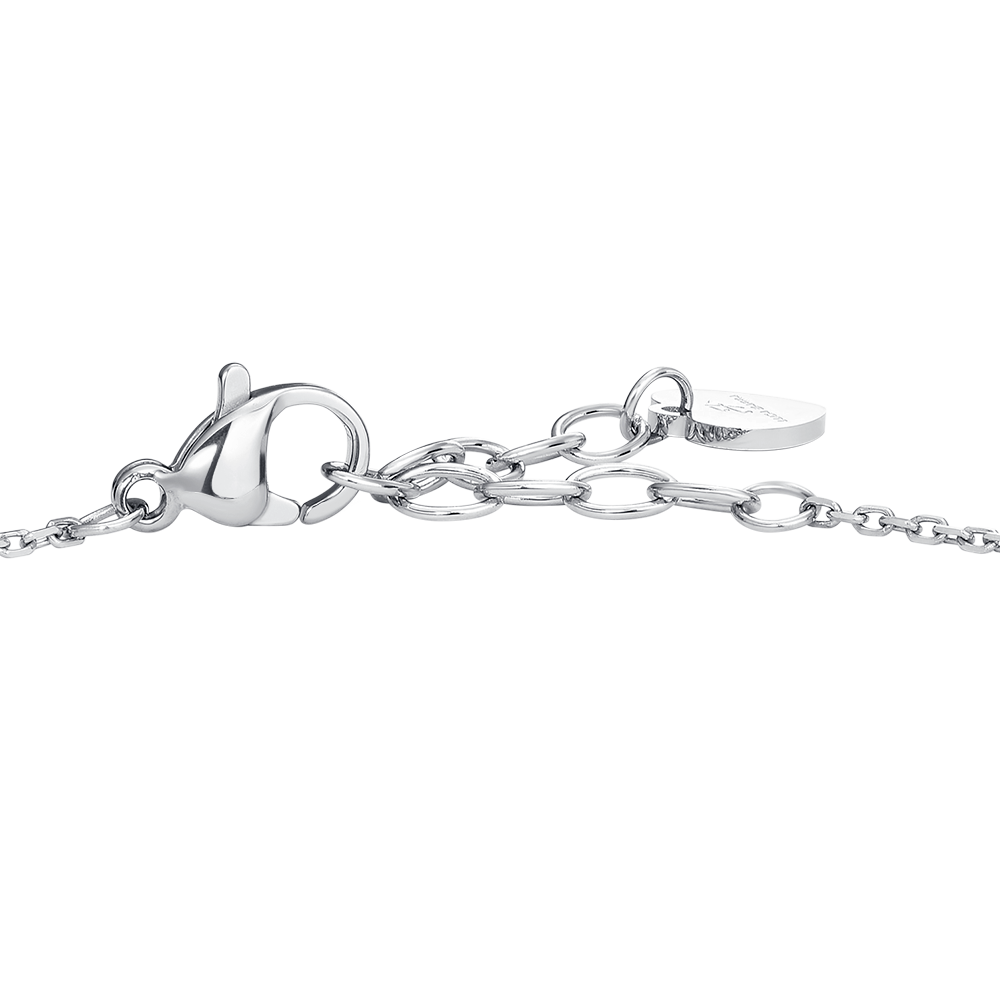 BRACCIALE DONNA IN ACCIAIO, FIORE ED ELEMENTI CON ZIRCONI VERDI