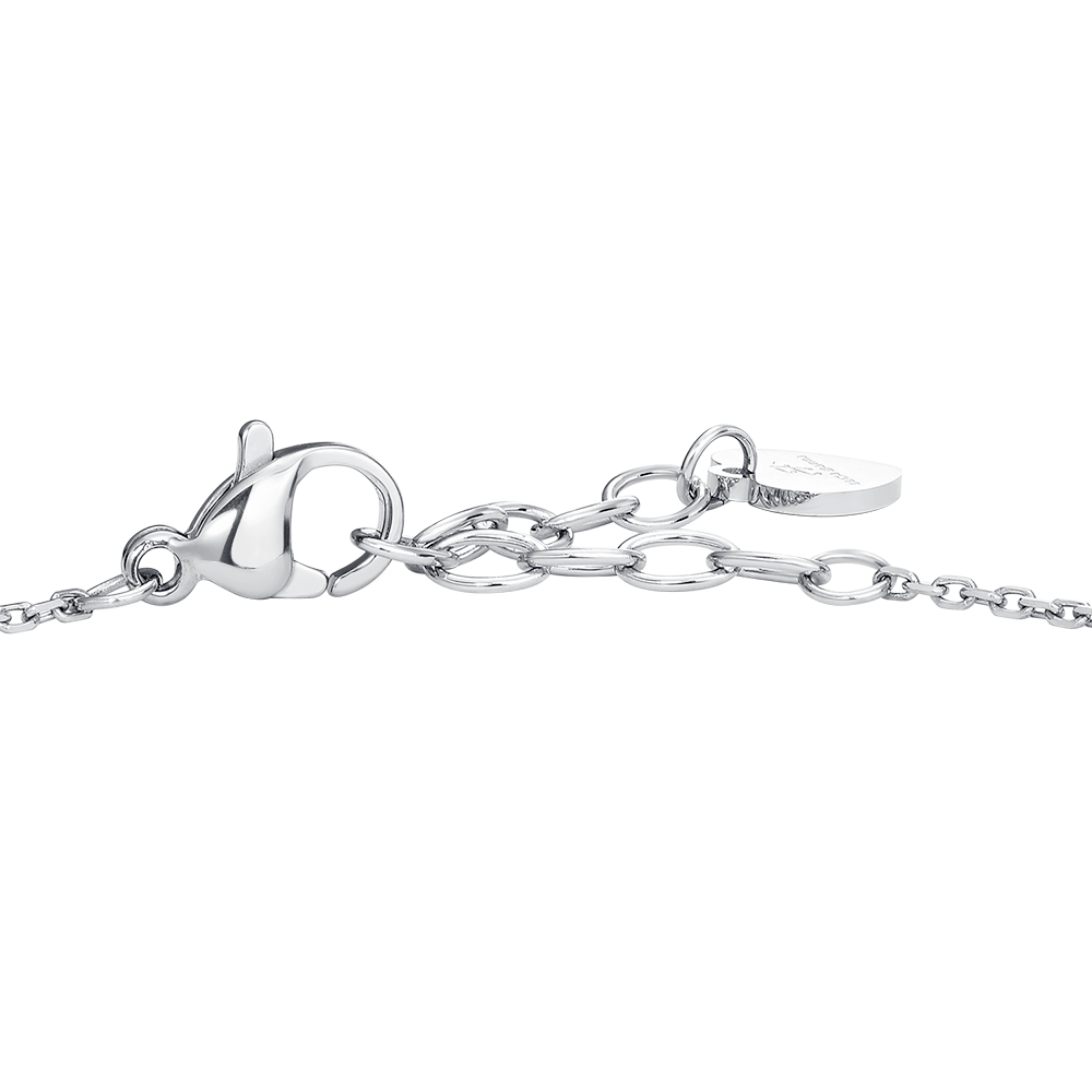 BRACCIALE DONNA IN ACCIAIO, FIORE ED ELEMENTI CON ZIRCONI VIOLA
