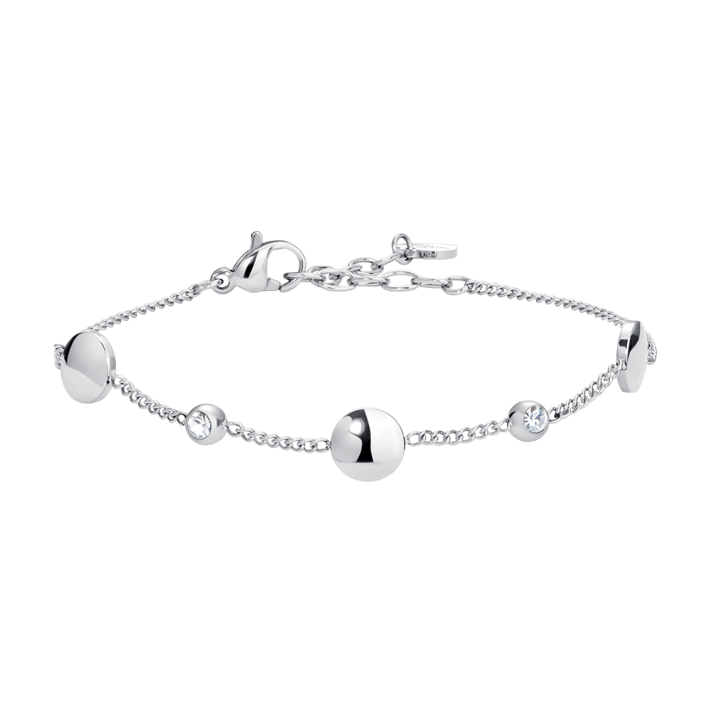 BRACCIALE DONNA IN ACCIAIO CON ELEMENTI IN ACCIAIO E CRISTALLI BIANCHI