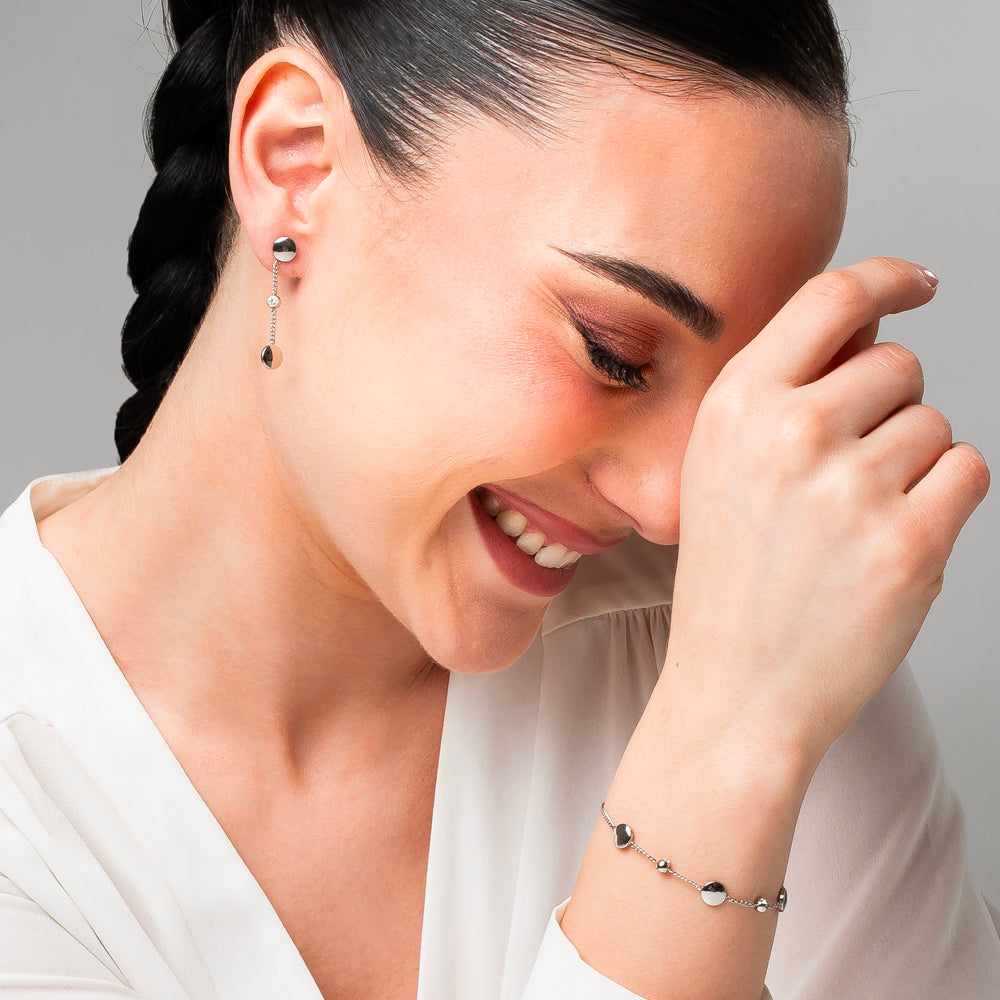 BRACCIALE DONNA IN ACCIAIO CON ELEMENTI IN ACCIAIO E CRISTALLI BIANCHI