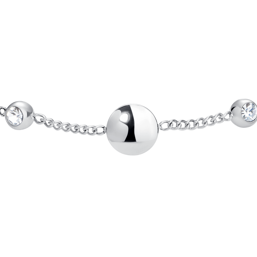 BRACCIALE DONNA IN ACCIAIO CON ELEMENTI IN ACCIAIO E CRISTALLI BIANCHI
