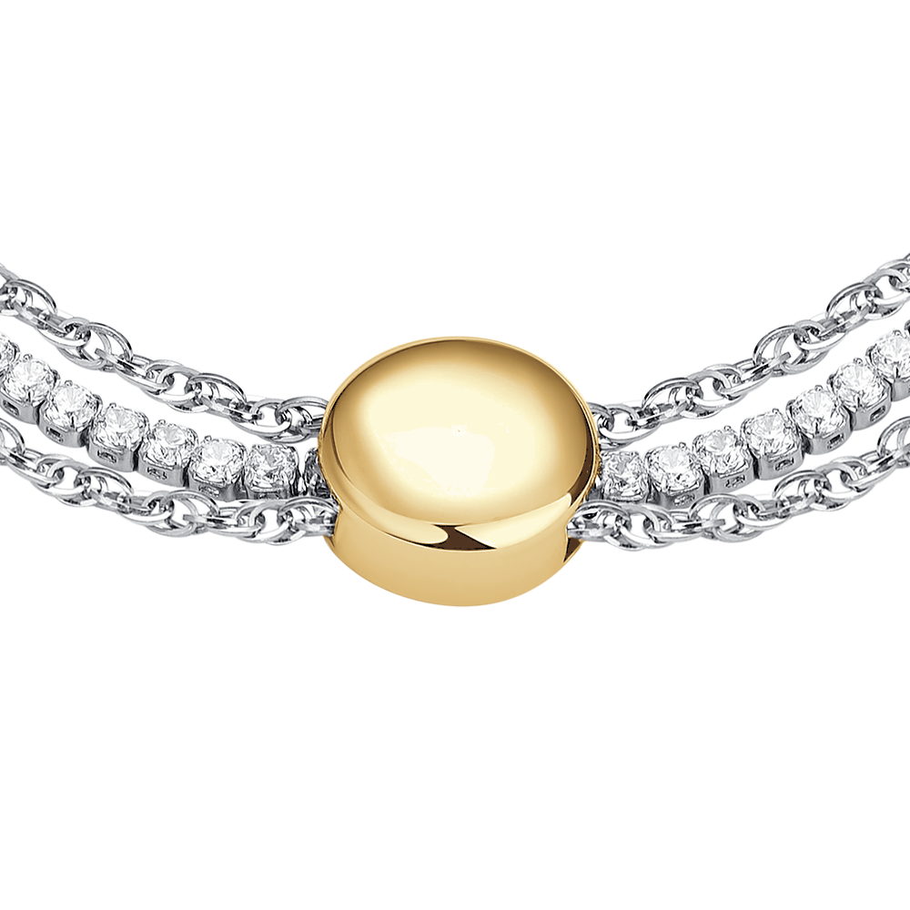BRACCIALE DONNA TENNIS IN ACCIAIO CON ELEMENTO CENTRALE IN ACCIAIO IP GOLD