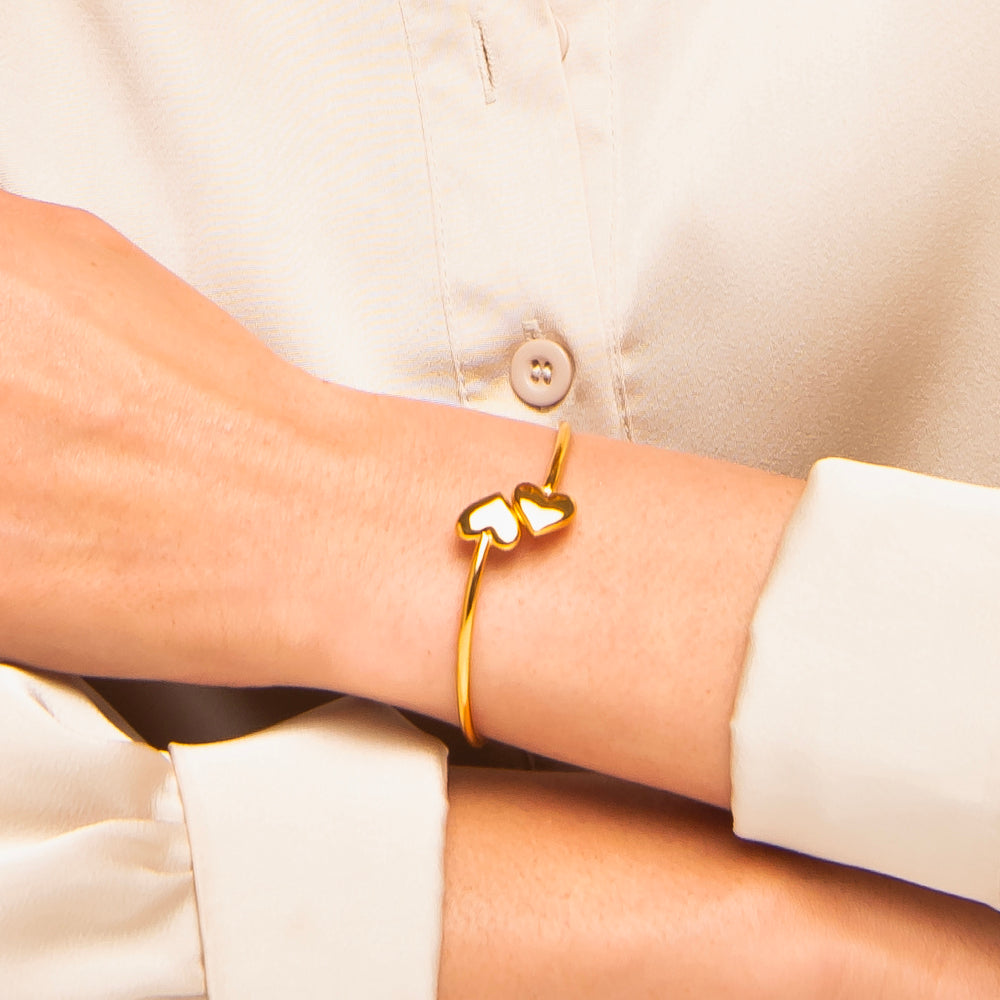 BRACCIALE DONNA IN ACCIAIO IP GOLD CON CUORI