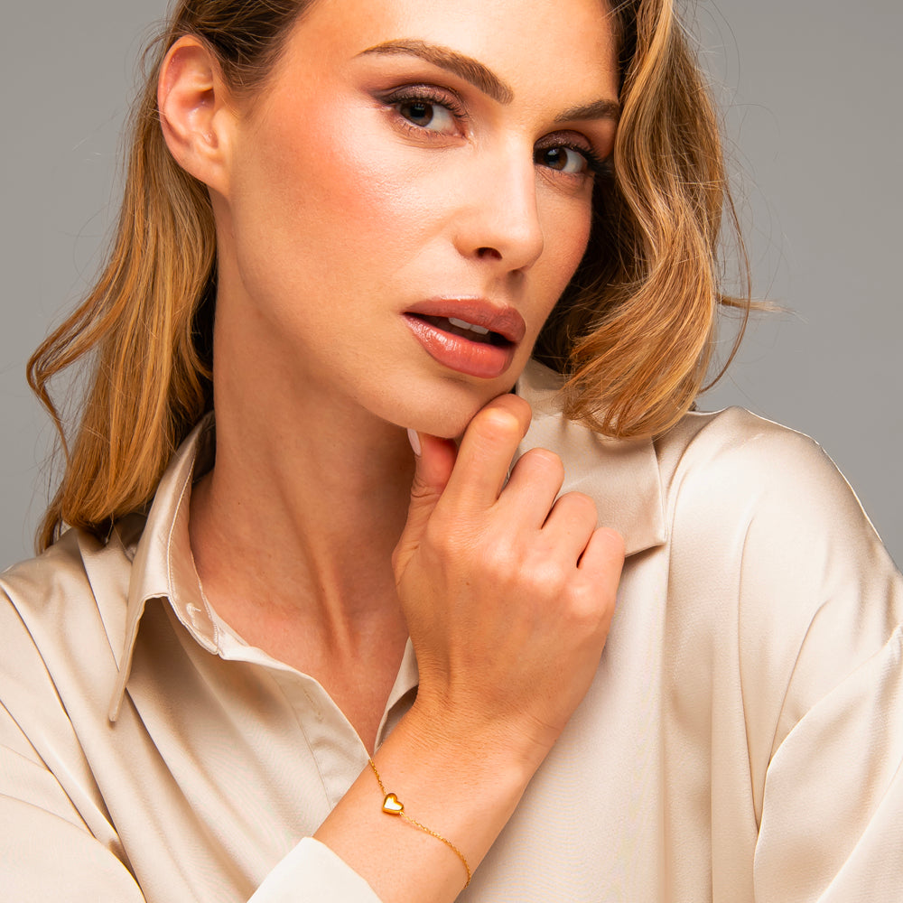 BRACCIALE DONNA IN ACCIAIO IP GOLD CON CUORE