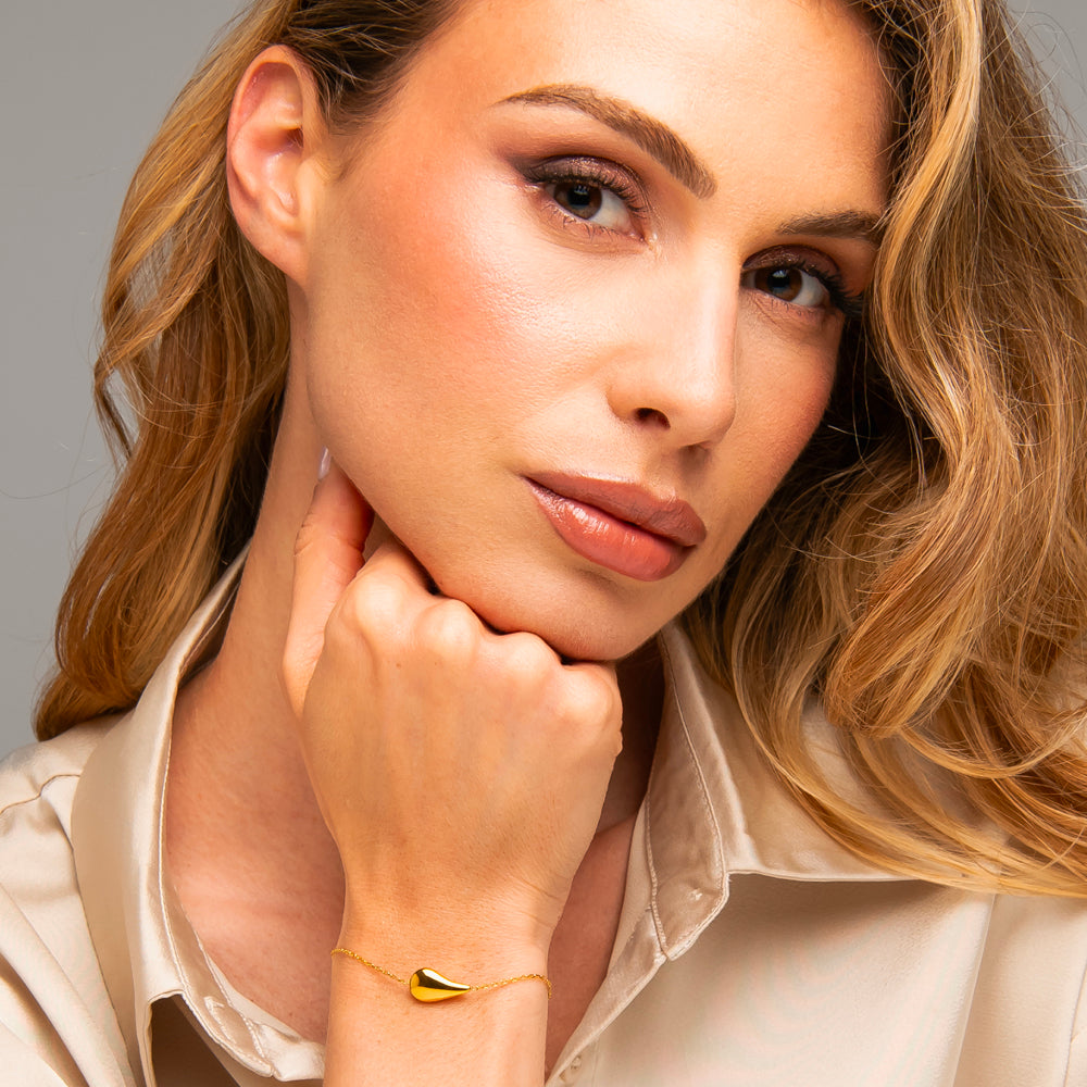 BRACCIALE DONNA IN ACCIAIO IP GOLD CON GOCCIA