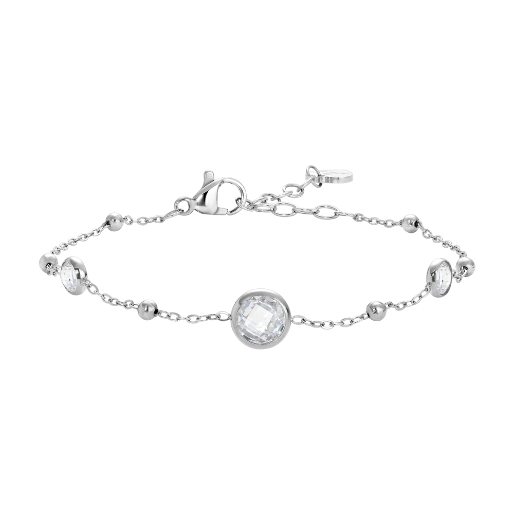 BRACCIALE DONNA IN ACCIAIO CON ZIRCONI BIANCHI