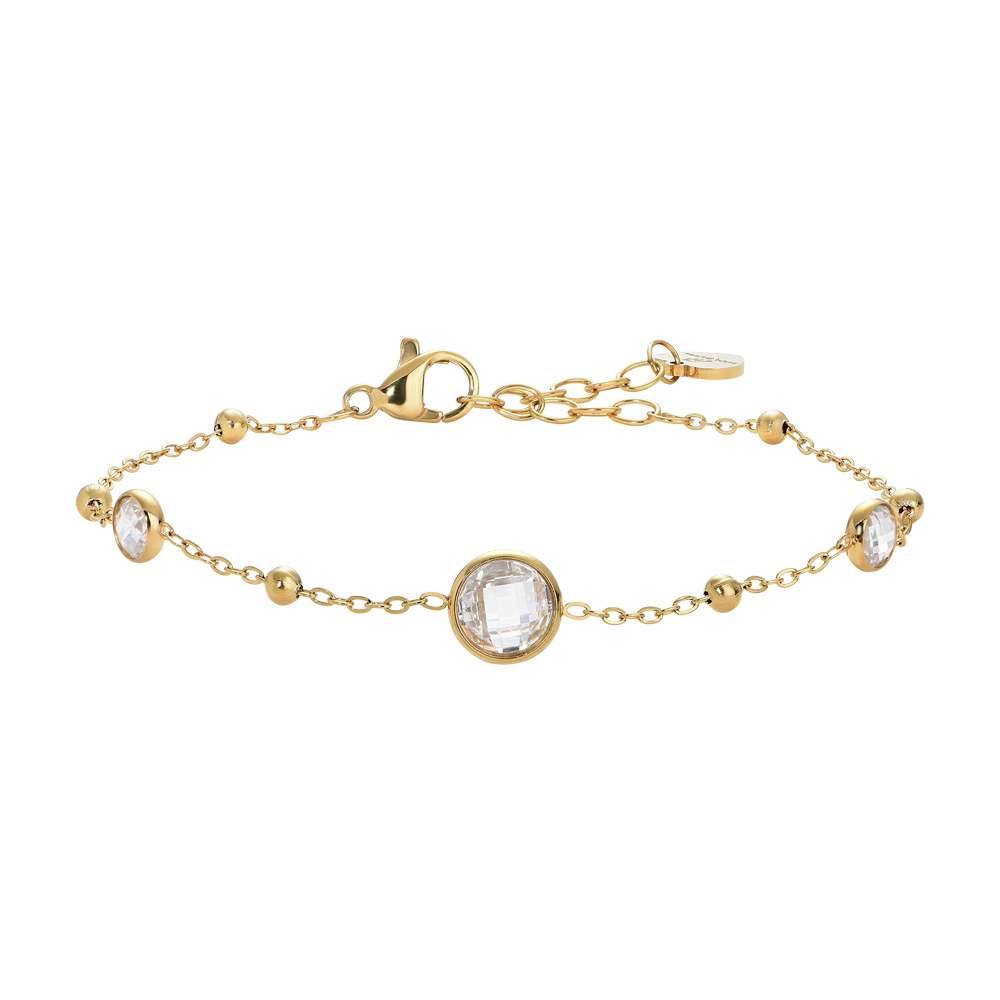 BRACCIALE DONNA IN ACCIAIO IP GOLD CON ZIRCONI BIANCHI