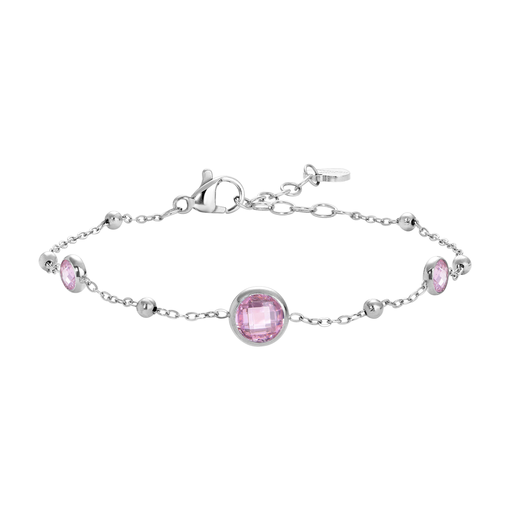 BRACCIALE DONNA IN ACCIAIO CON ZIRCONI ROSA