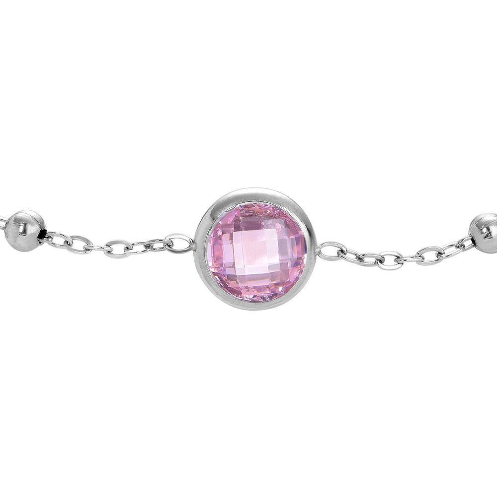 BRACCIALE DONNA IN ACCIAIO CON ZIRCONI ROSA