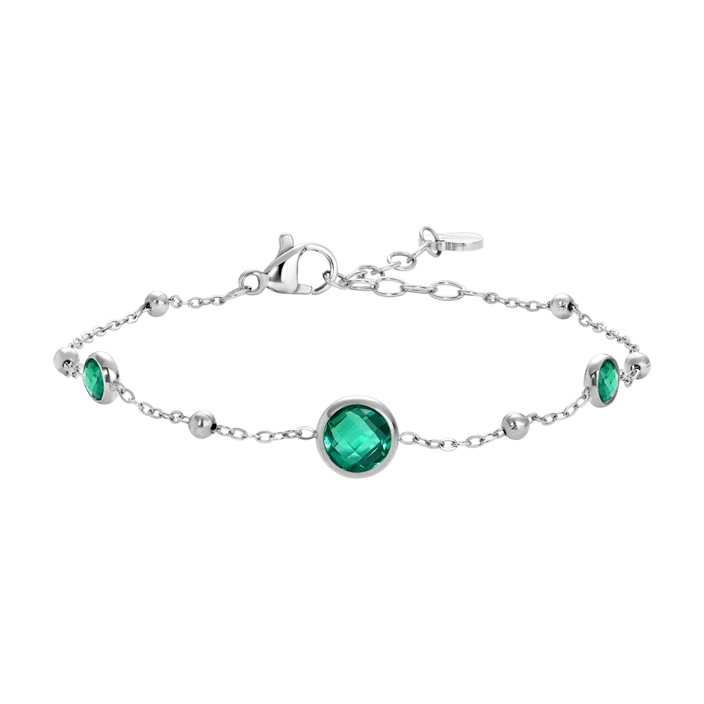 BRACCIALE DONNA IN ACCIAIO CON ZIRCONI VERDI