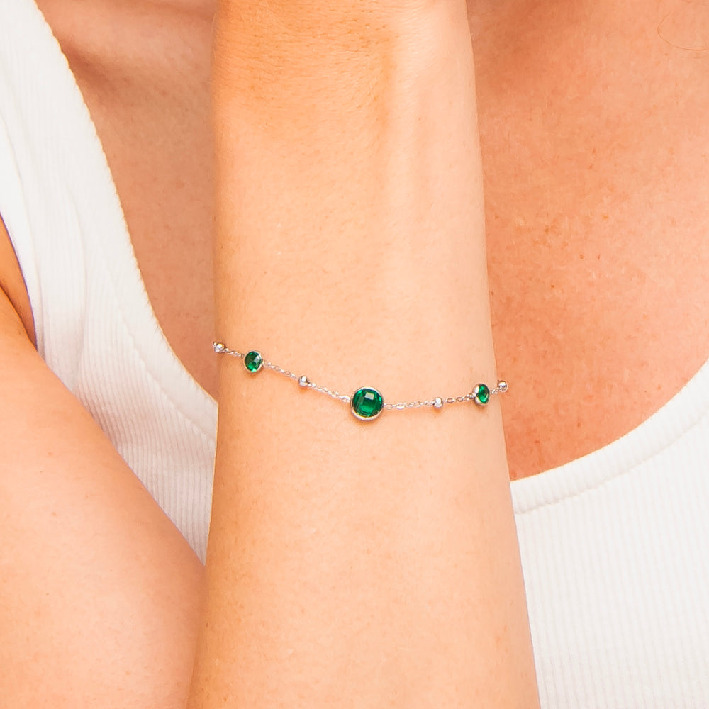 BRACCIALE DONNA IN ACCIAIO CON ZIRCONI VERDI
