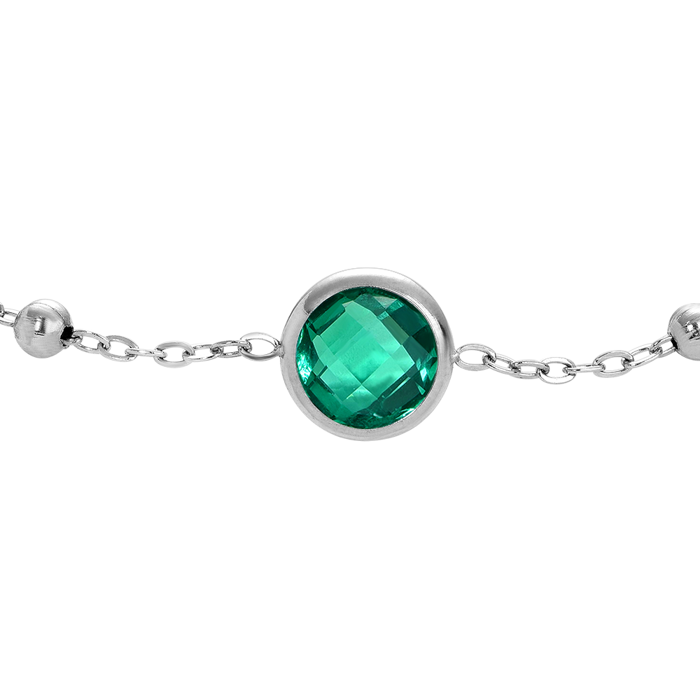 BRACCIALE DONNA IN ACCIAIO CON ZIRCONI VERDI