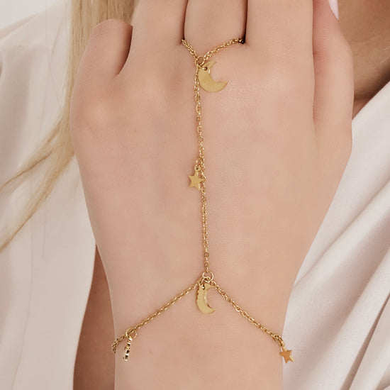 BRACCIALE BACIAMANO DONNA IN ACCIAIO IP GOLD CON STELLE E LUNE