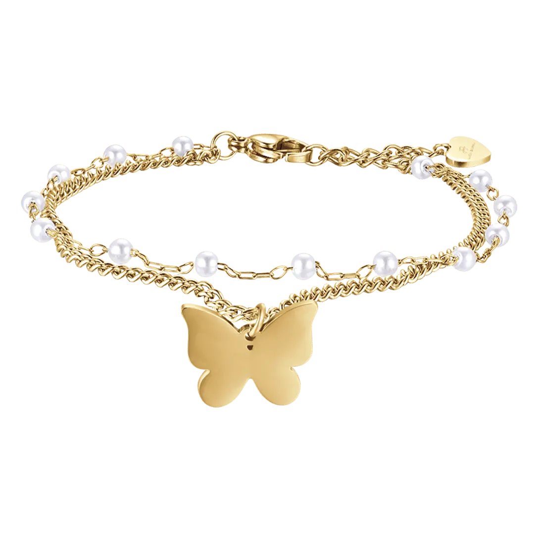 BRACCIALE DONNA IN ACCIAIO IP GOLD CON FARFALLA Luca Barra