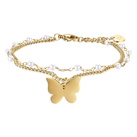BRACCIALE DONNA IN ACCIAIO IP GOLD CON FARFALLA Luca Barra