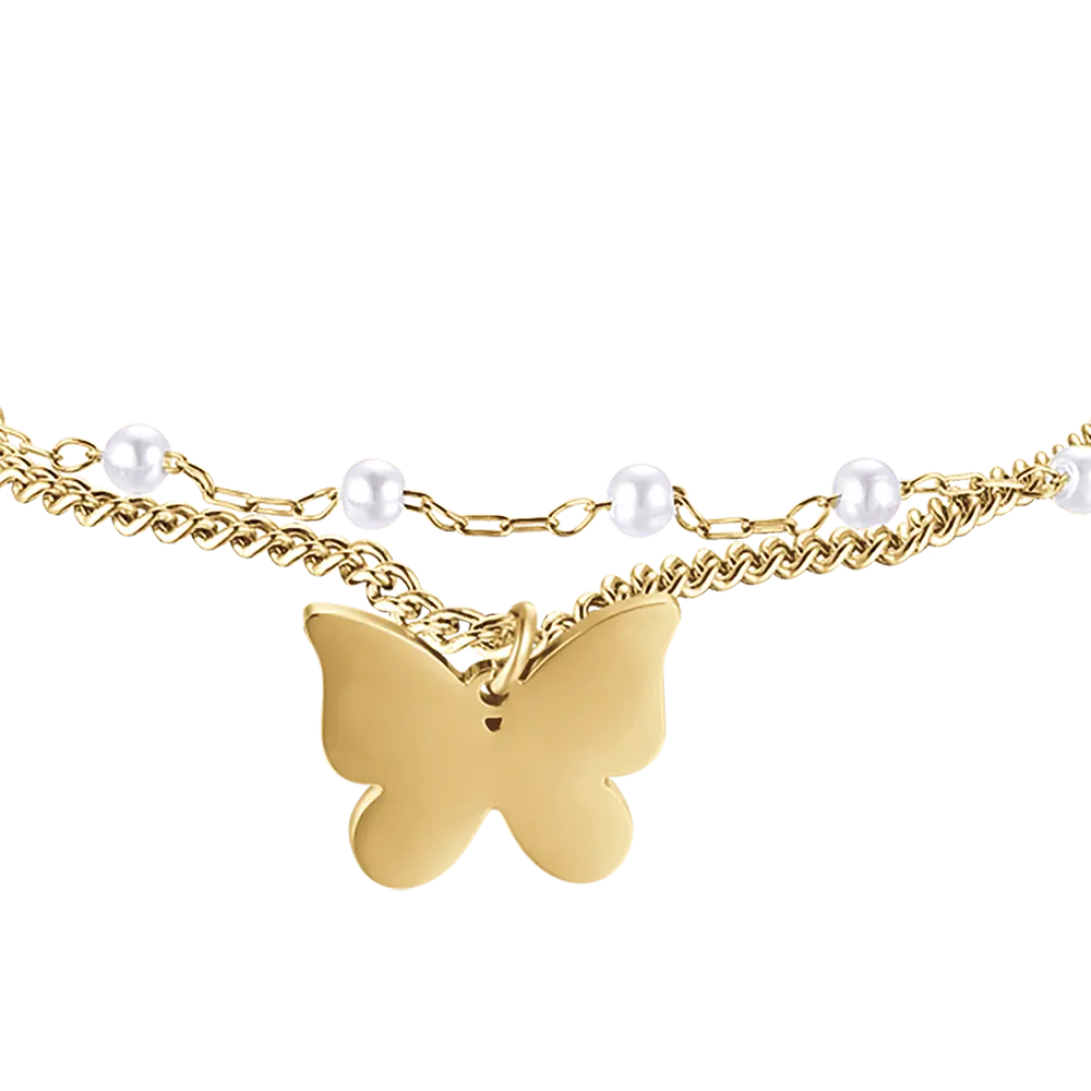 BRACCIALE DONNA IN ACCIAIO IP GOLD CON FARFALLA Luca Barra