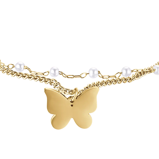 BRACCIALE DONNA IN ACCIAIO IP GOLD CON FARFALLA Luca Barra