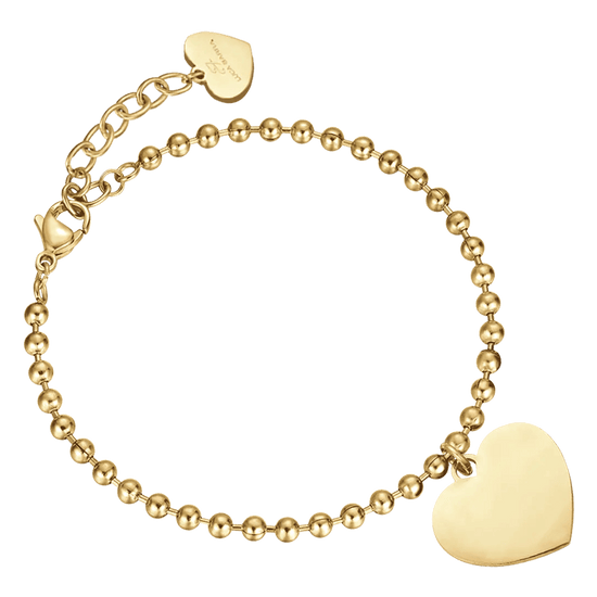 BRACCIALE DONNA PERSONALIZZATO IN ACCIAIO DORATO CON CUORE MAGLIA PALLINATA Luca Barra