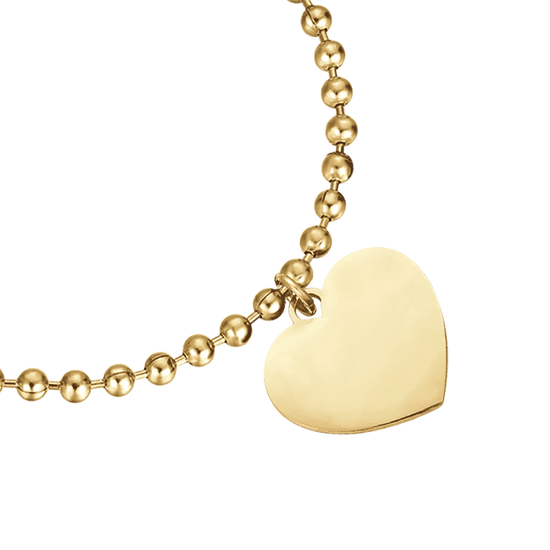 BRACCIALE DONNA PERSONALIZZATO IN ACCIAIO DORATO CON CUORE MAGLIA PALLINATA Luca Barra