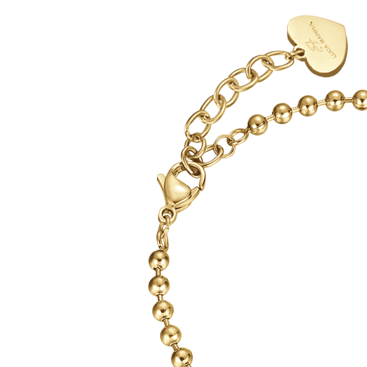 BRACCIALE DONNA PERSONALIZZATO IN ACCIAIO DORATO CON CUORE MAGLIA PALLINATA Luca Barra
