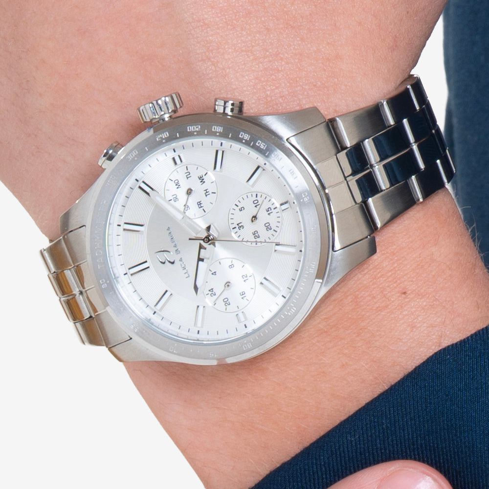 OROLOGIO UOMO IN ACCIAIO CON QUADRANTE SILVER E GHIERA SILVER