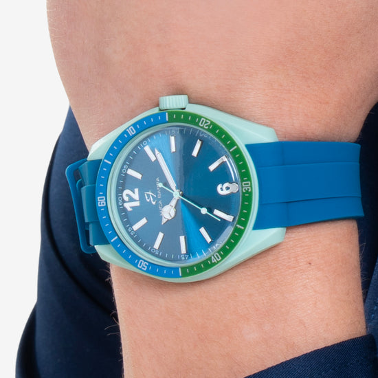 OROLOGIO UOMO IN SILICONE BLU E VERDE