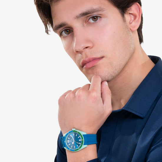 OROLOGIO UOMO IN SILICONE BLU E VERDE