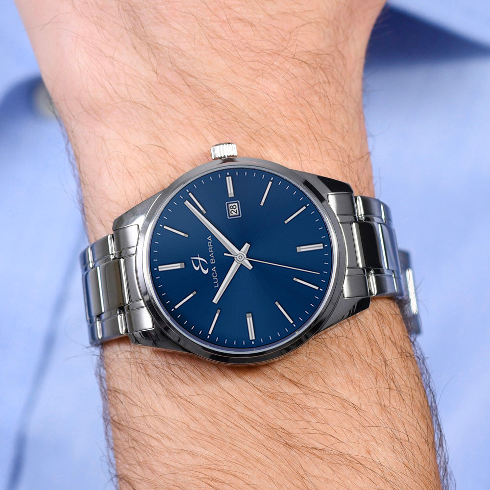 OROLOGIO UOMO IN ACCIAIO QUADRANTE BLU