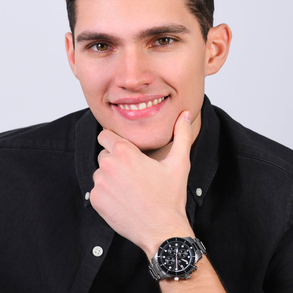 OROLOGIO UOMO IN ACCIAIO QUADRANTE NERO