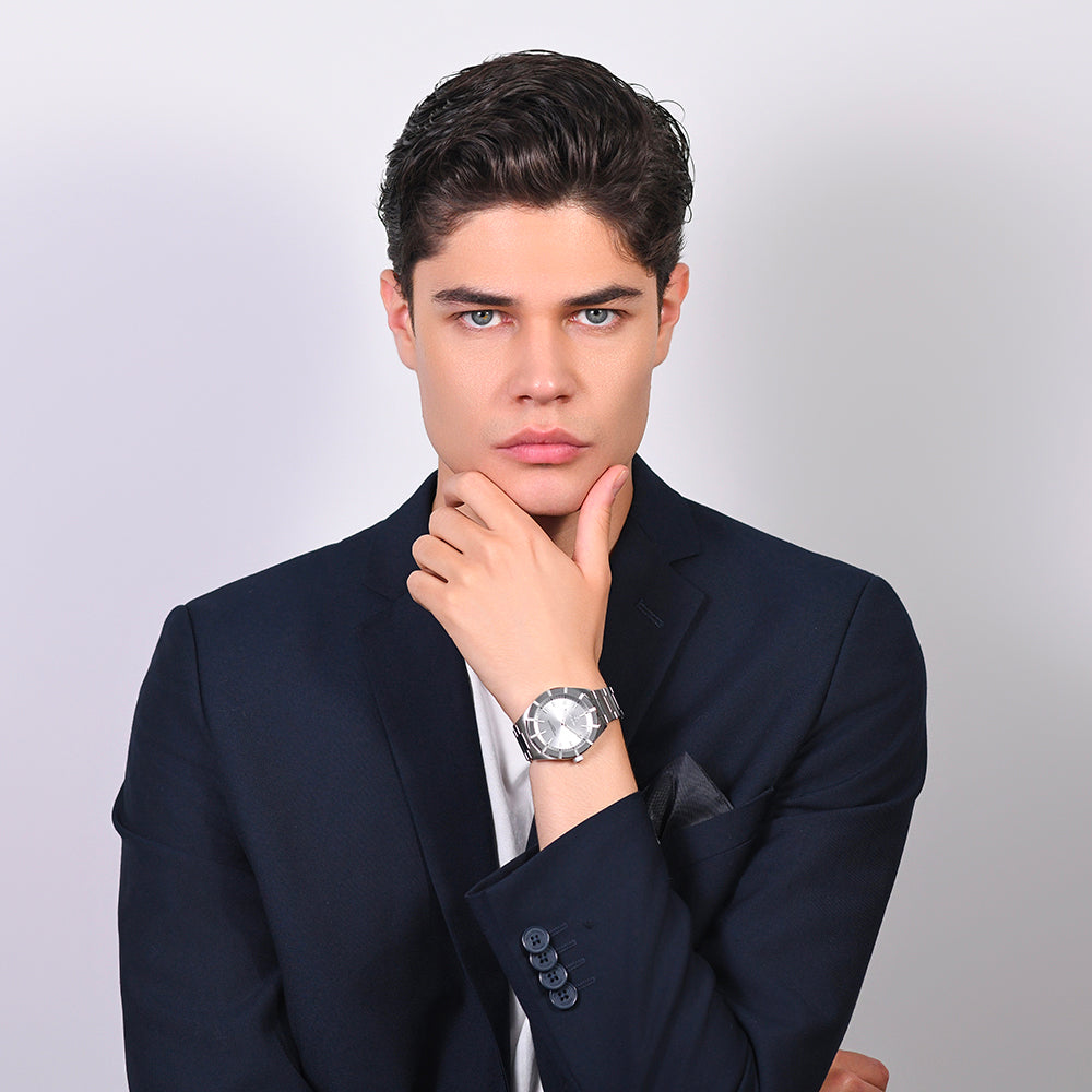 OROLOGIO UOMO IN ACCIAIO QUADRANTE BIANCO