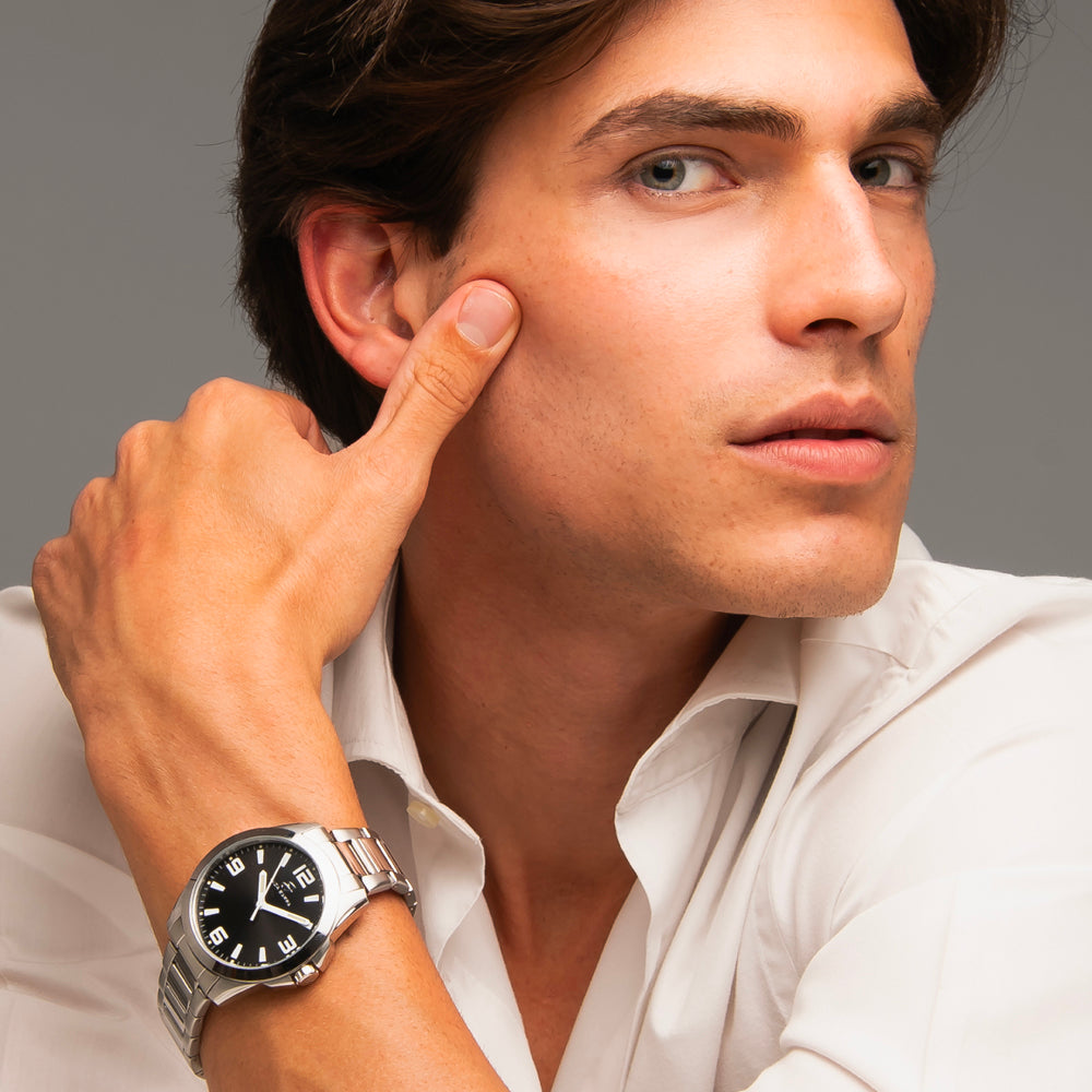 OROLOGIO UOMO IN ACCIAIO CON QUADRANTE NERO