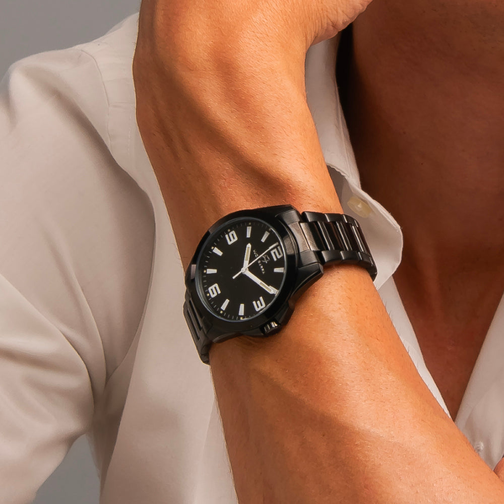 OROLOGIO UOMO IN ACCIAIO IP NERO CON QUADRANTE NERO