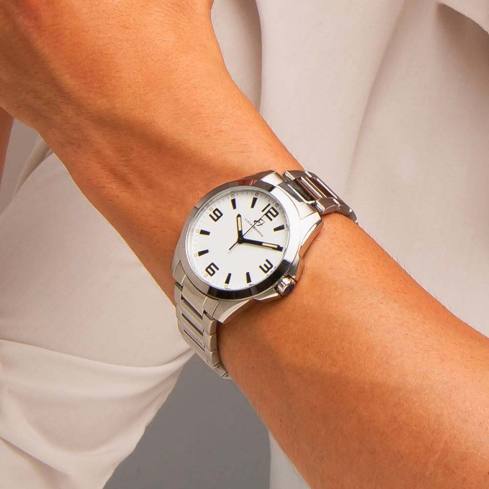 OROLOGIO UOMO IN ACCIAIO CON QUADRANTE BIANCO