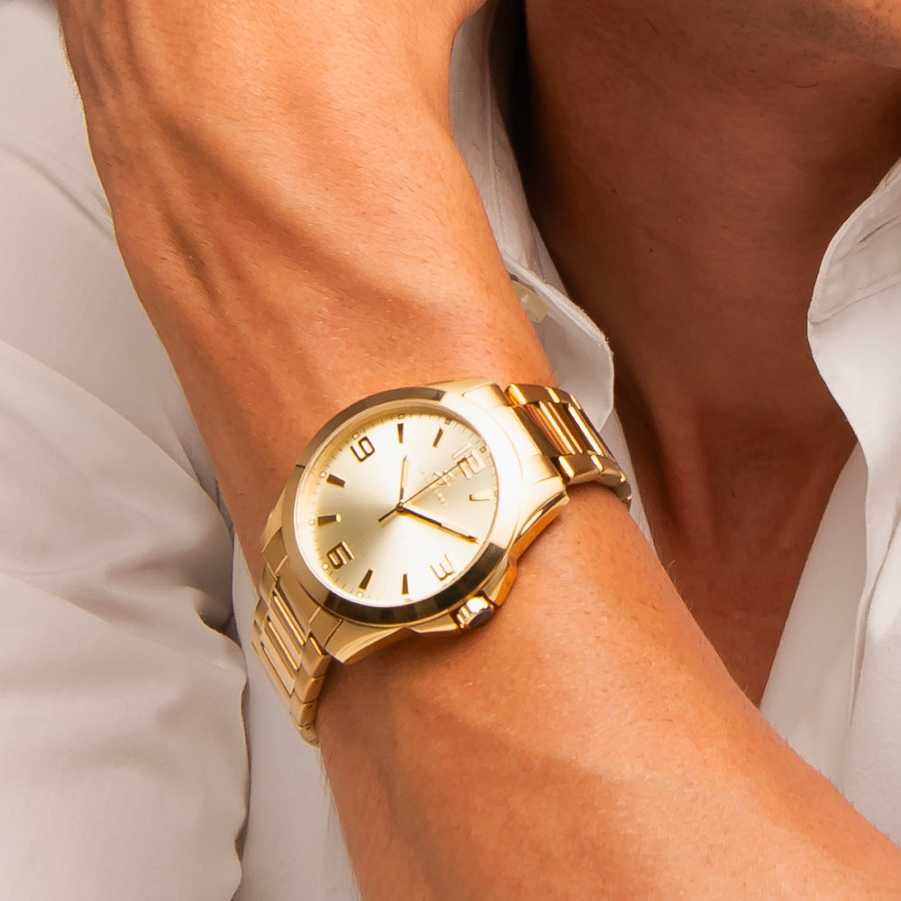 OROLOGIO UOMO IN ACCIAIO IP GOLD CON QUADRANTE CHAMPAGNE