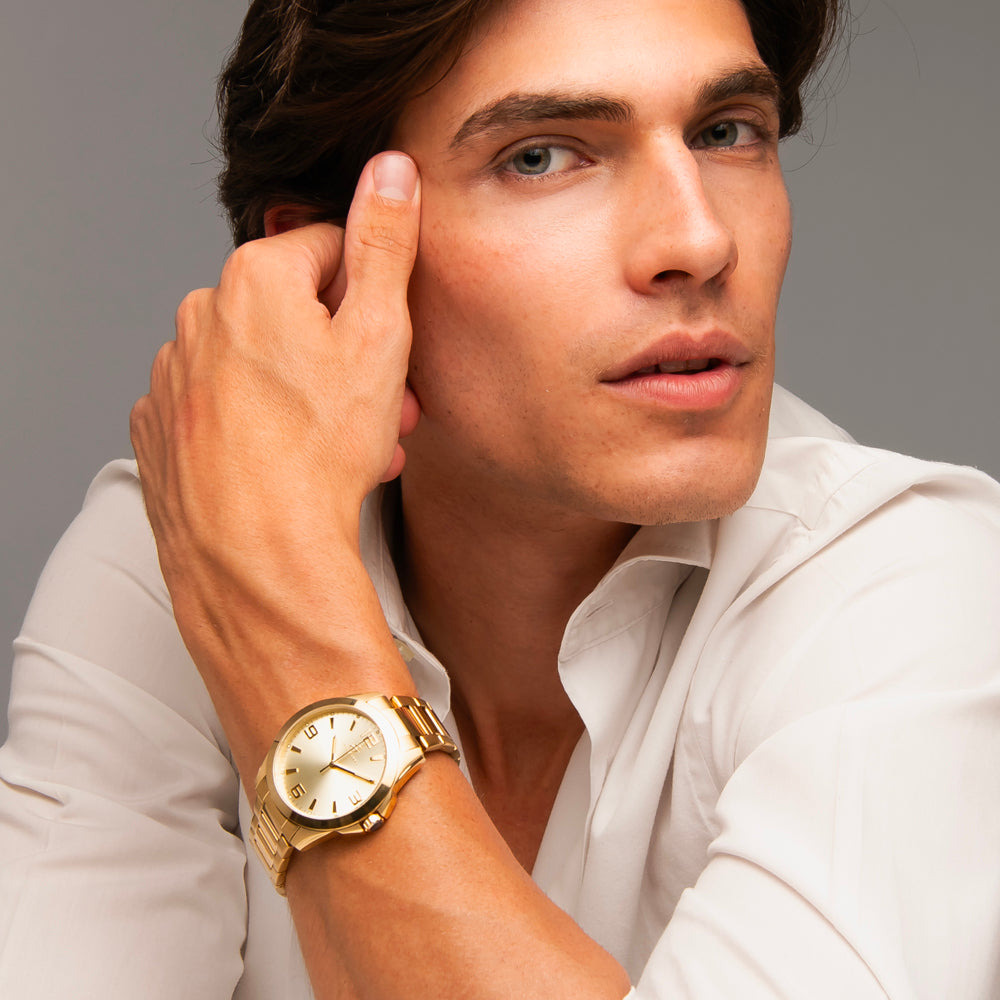 OROLOGIO UOMO IN ACCIAIO IP GOLD CON QUADRANTE CHAMPAGNE