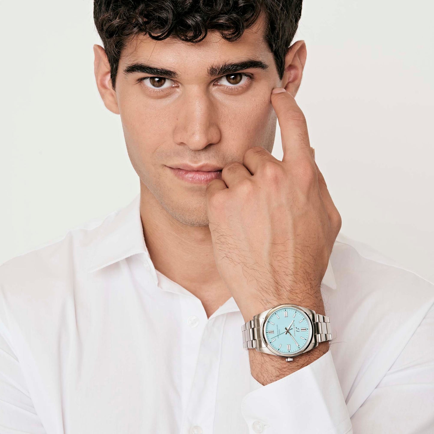 OROLOGIO IN ACCIAIO CON QUADRANTE AZZURRO